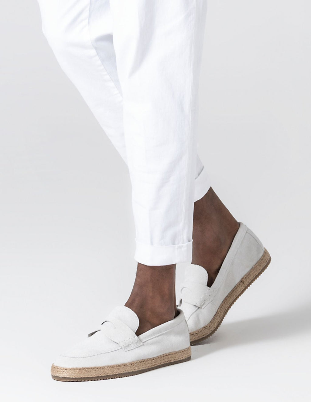 Old Money Ice Raffia Suede Loafers