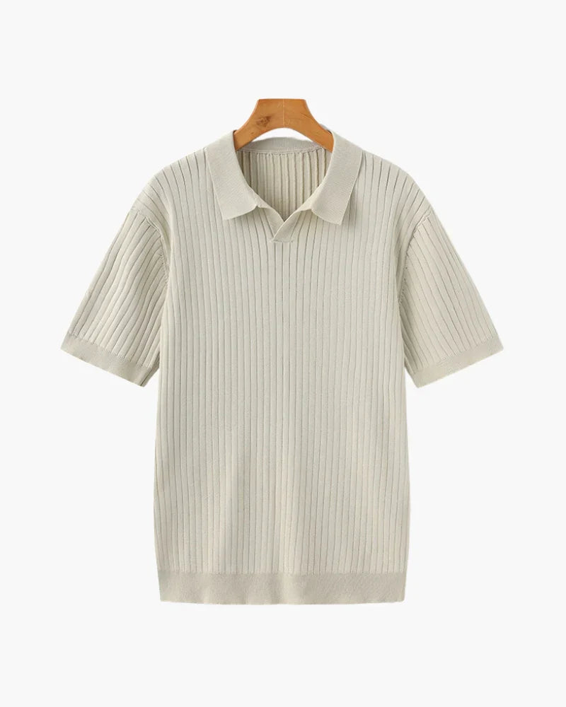 Classic Old Money Premium Ribbed Polo Shirt