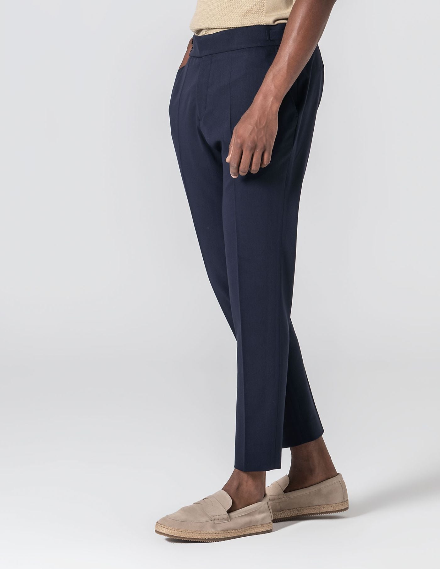 Old Money Navy Blue Trousers High Waisted Tailored Pants