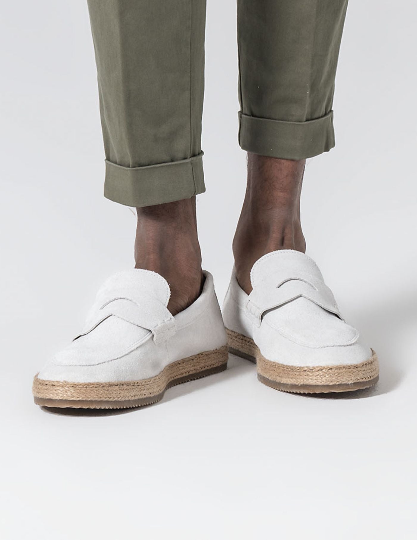 Old Money Ice Raffia Suede Loafers