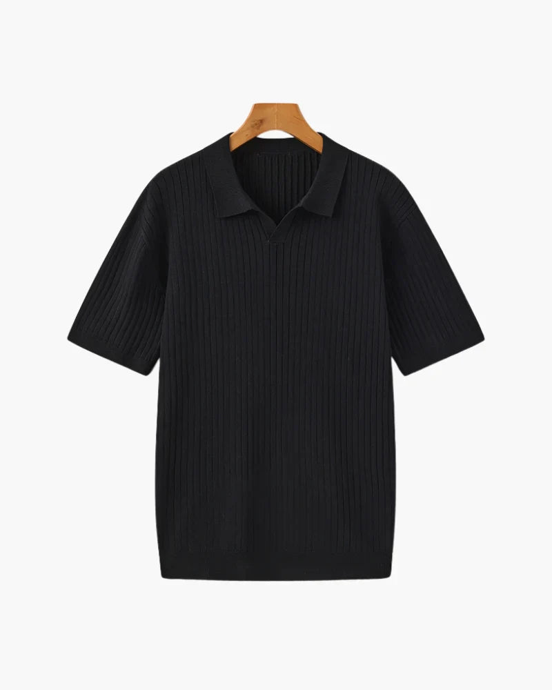 Classic Old Money Premium Ribbed Polo Shirt