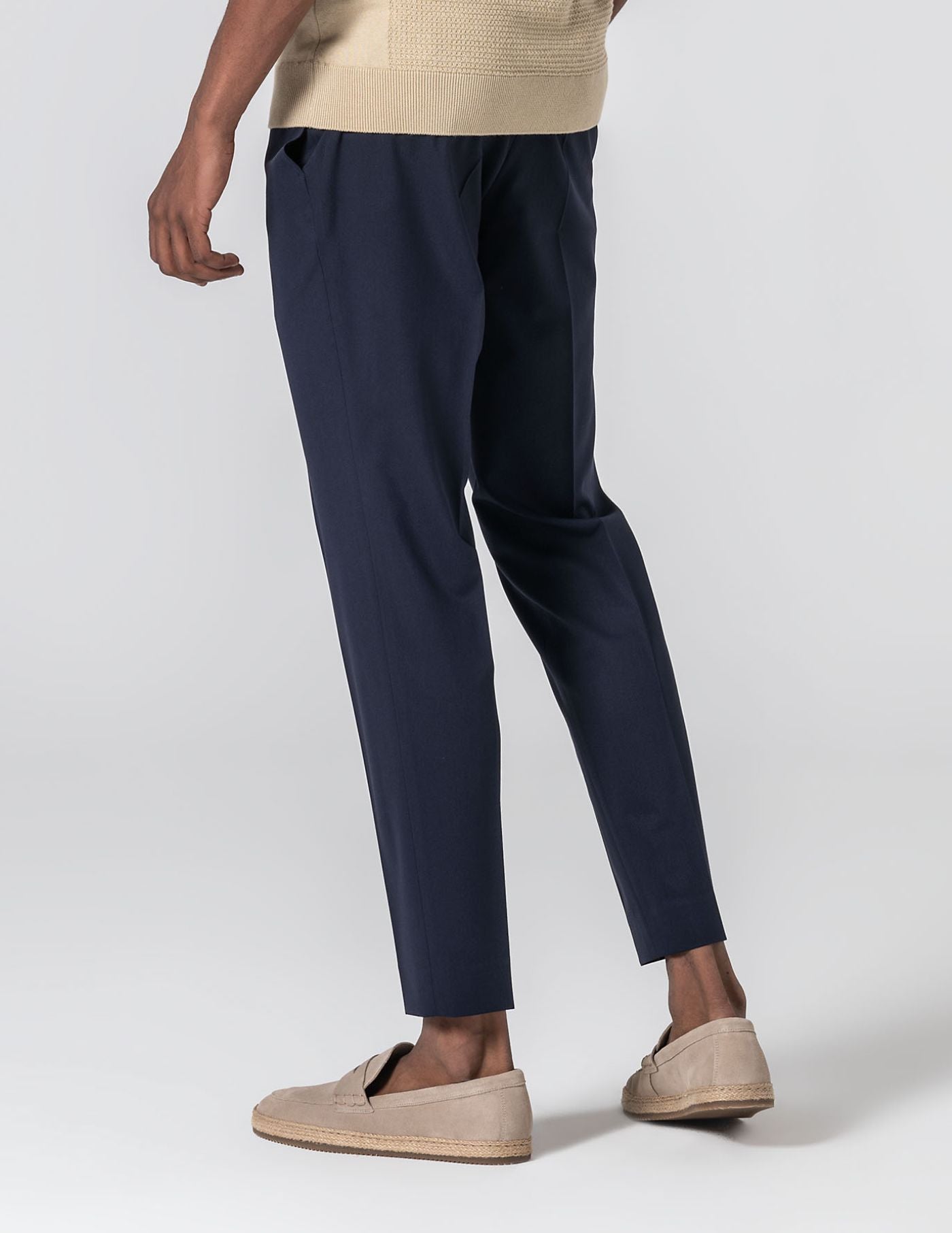 Old Money Navy Blue Trousers High Waisted Tailored Pants