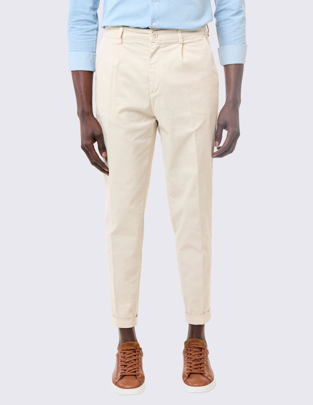 Old Money Light Beige Cropped Chino Pants