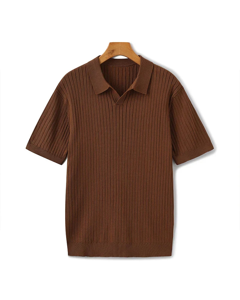 Classic Old Money Premium Ribbed Polo Shirt