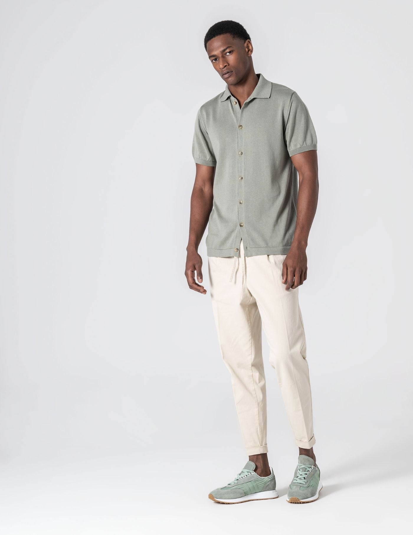 Old Money Pistachio Polo Elegant Slim Fit