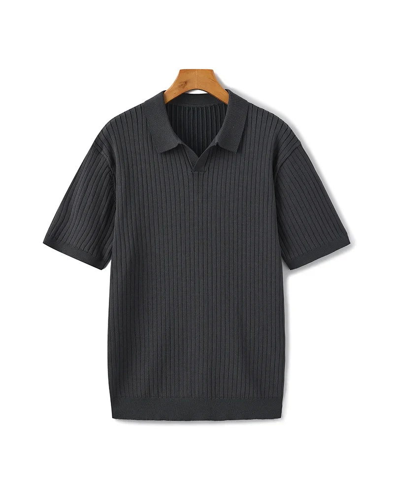 Classic Old Money Premium Ribbed Polo Shirt