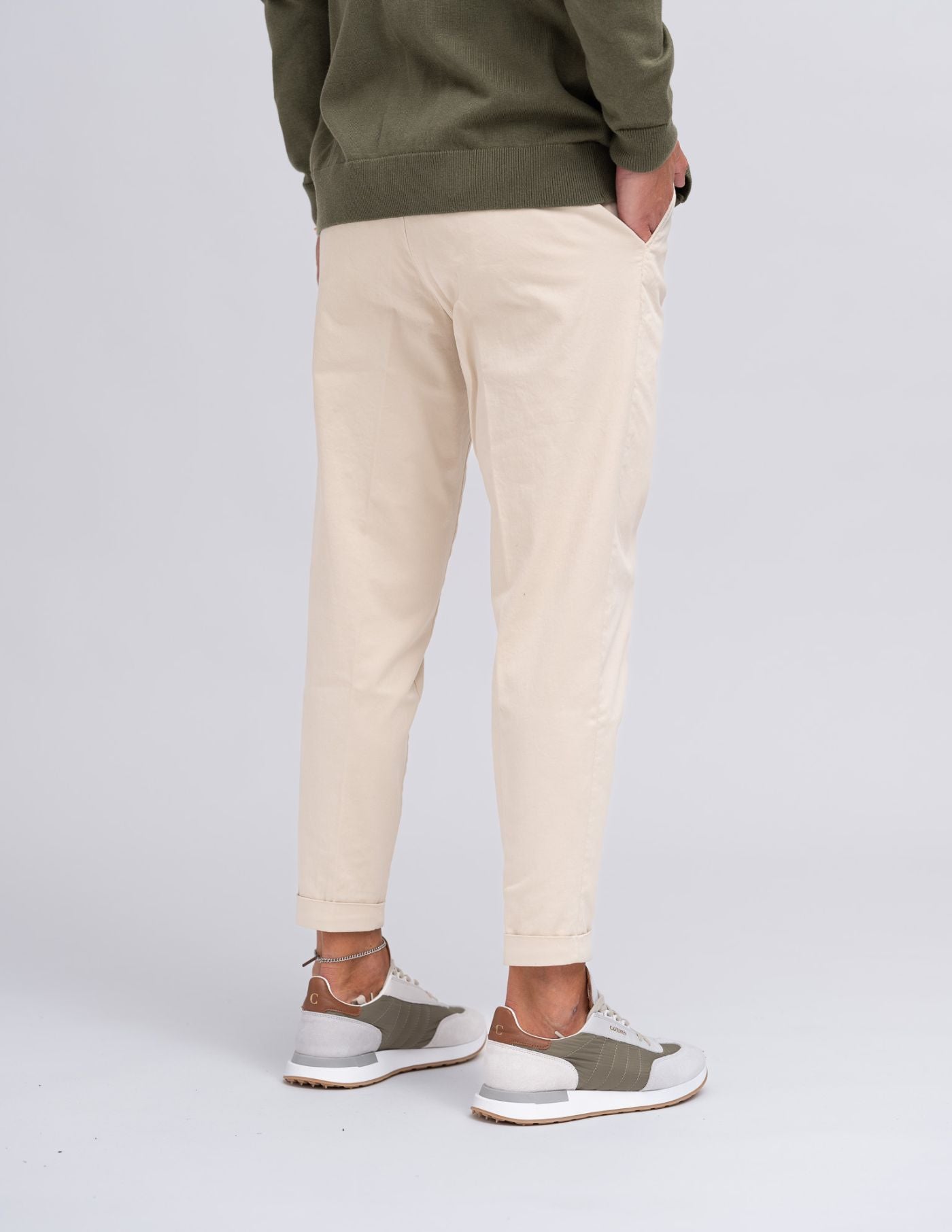 Old Money Light Beige Cropped Chino Pants