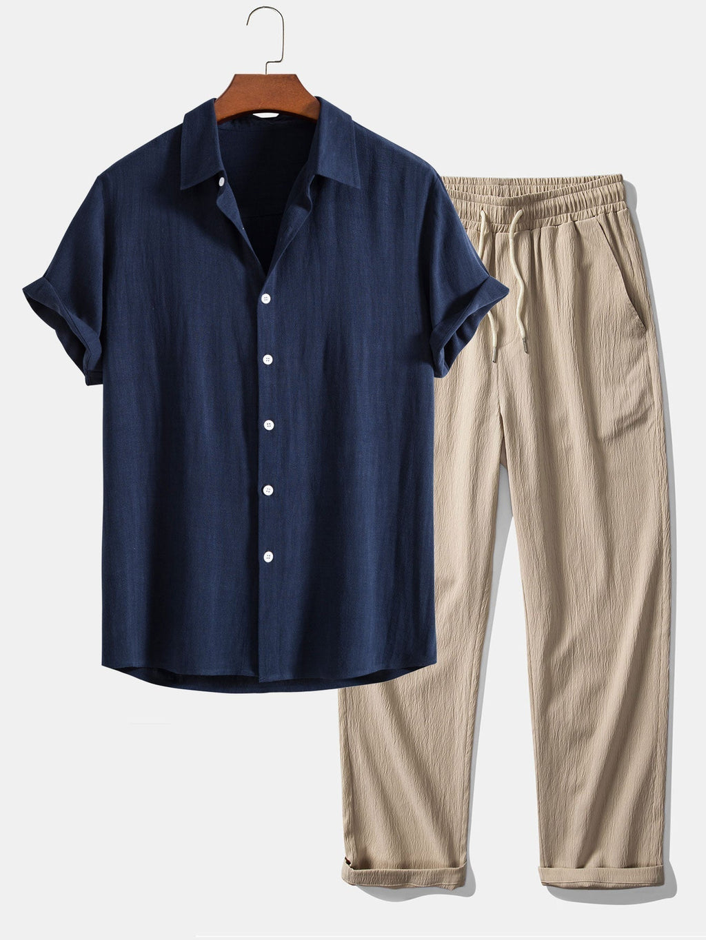 Deep Indigo Set – Old Money Style Men: Navy Shirt & Suede Loafers