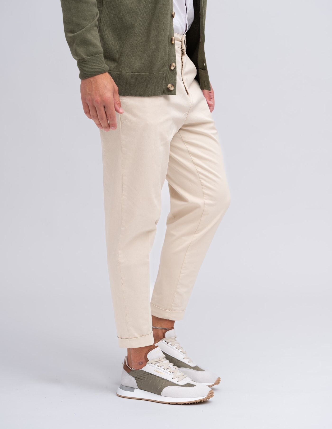 Old Money Light Beige Cropped Chino Pants