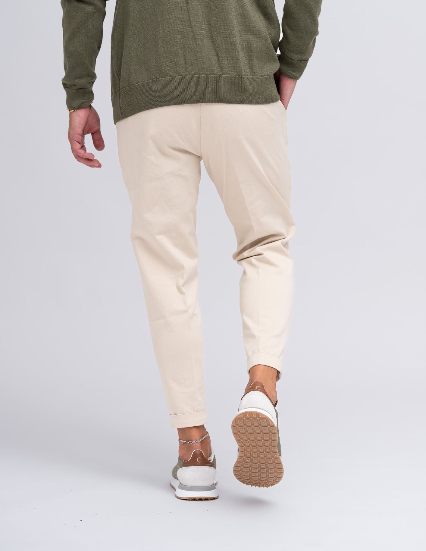 Old Money Light Beige Cropped Chino Pants